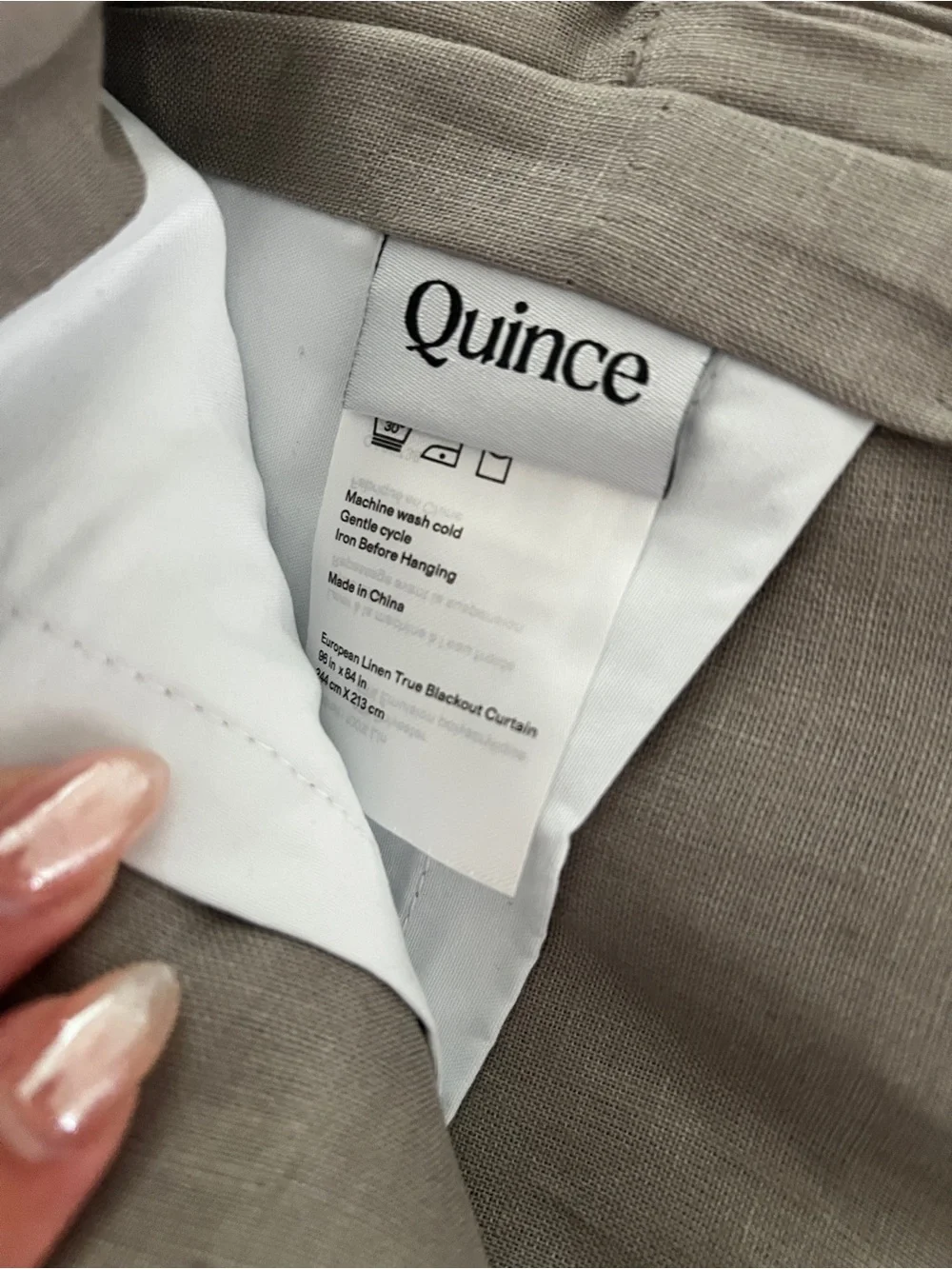 Quince European Linen True Blackout Curtain Panel 96x84